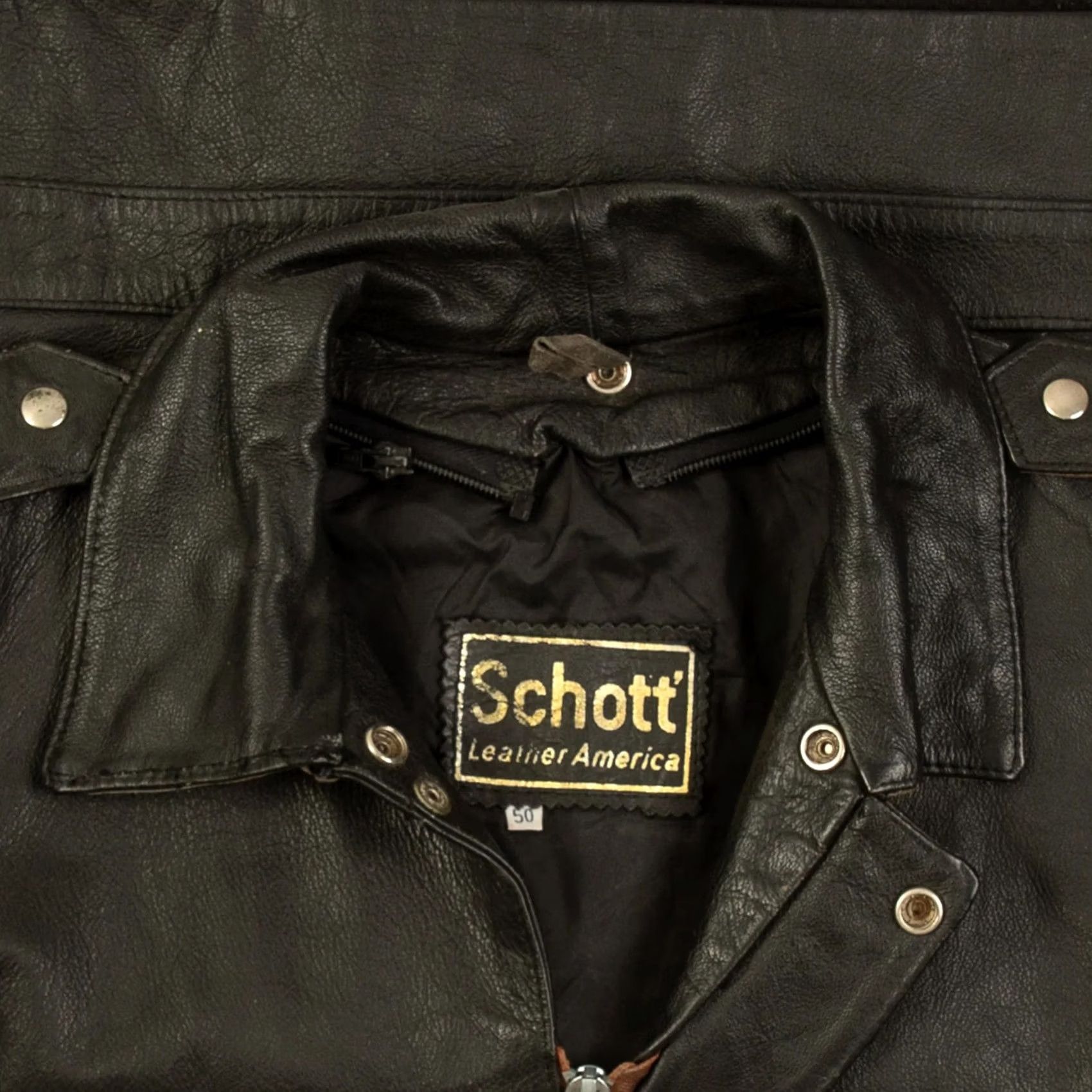Schott VINTAGE Schott G-2 Leather Flight Jacket Bomber Jacket Men Black 80s Size US L / EU 52-54 / 3 - 7 Thumbnail