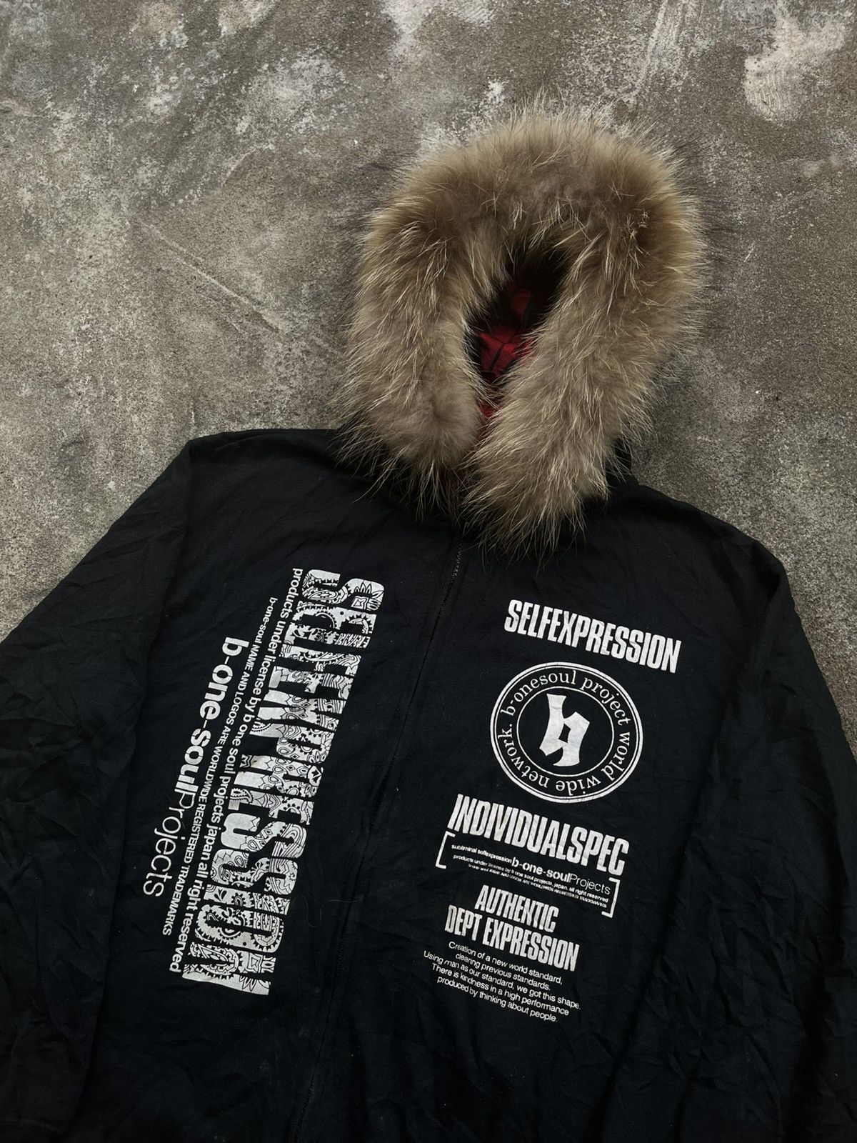 Japanese Brand B-ONE SOUL CRAZY POEM FUR HOODIE IFSIXWASNINE LGB STYLE Size US L / EU 52-54 / 3 - 4 Thumbnail