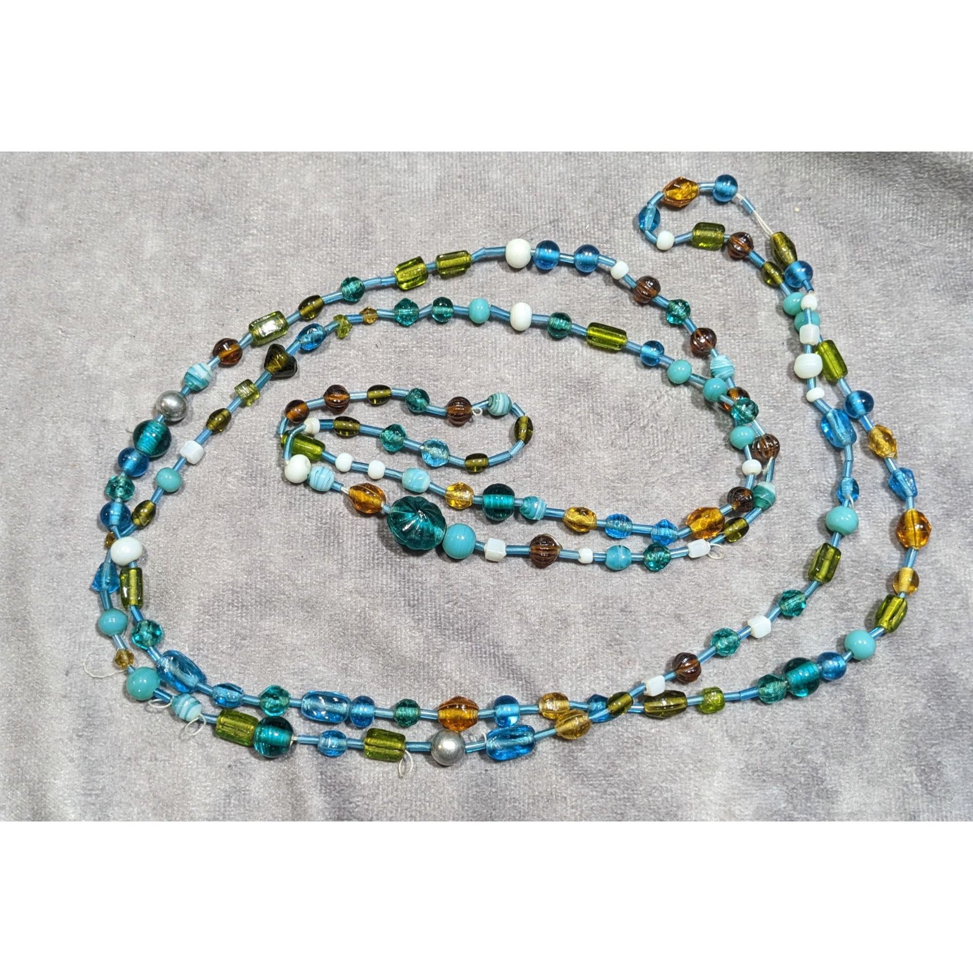 Other Handmade Cool Tone Glass Beaded Extra Long Necklace Size ONE SIZE - 11 Thumbnail