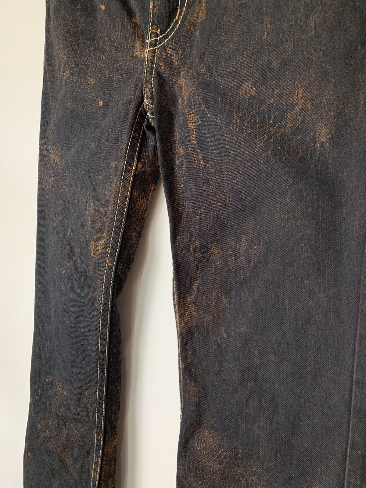 Japanese Brand Flare jeans cracked wash design zippy ziggy japan Size US 29 - 6 Thumbnail