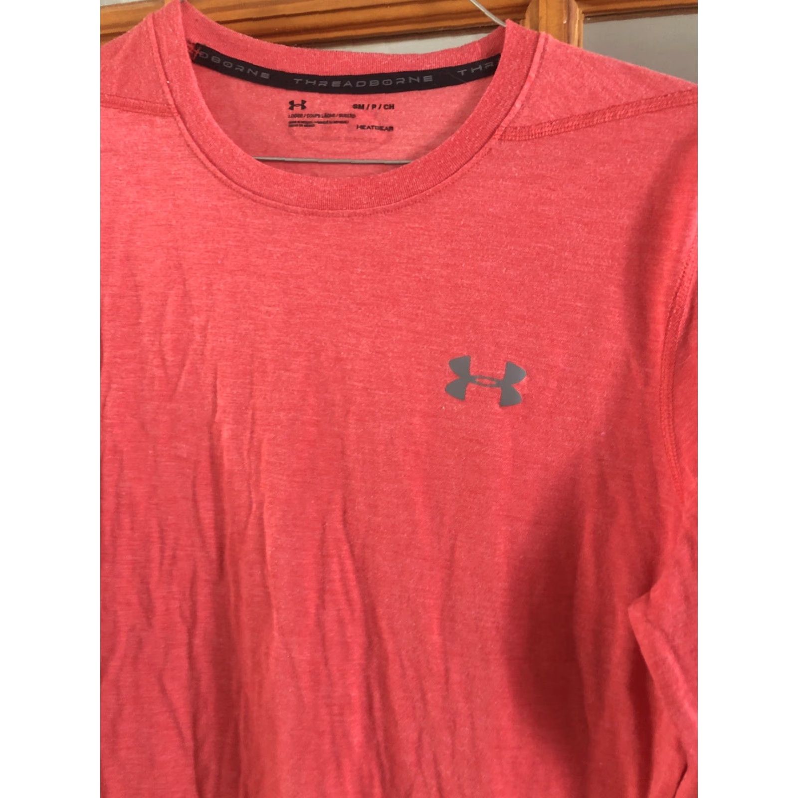 Under Armour Under Armour Mens Shirt T-Shirt Sz S Red Logo Threadborne Long Sleeve Crew Neck Pullover Athletic Activewear All Seasons Breathable Size US S / EU 44-46 / 1 - 2 Thumbnail