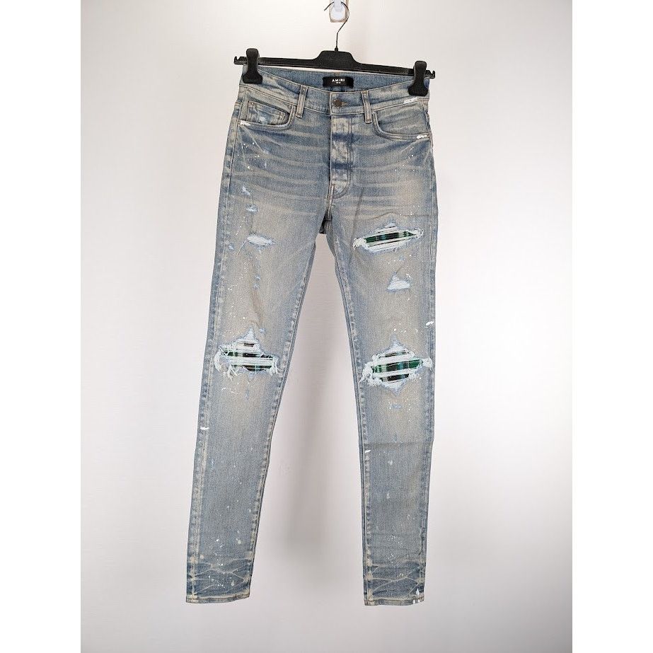 Amiri o1rshd1 MX1 Plaid Jeans in Clay Indigo Size US 30 / EU 46 - 1 Thumbnail