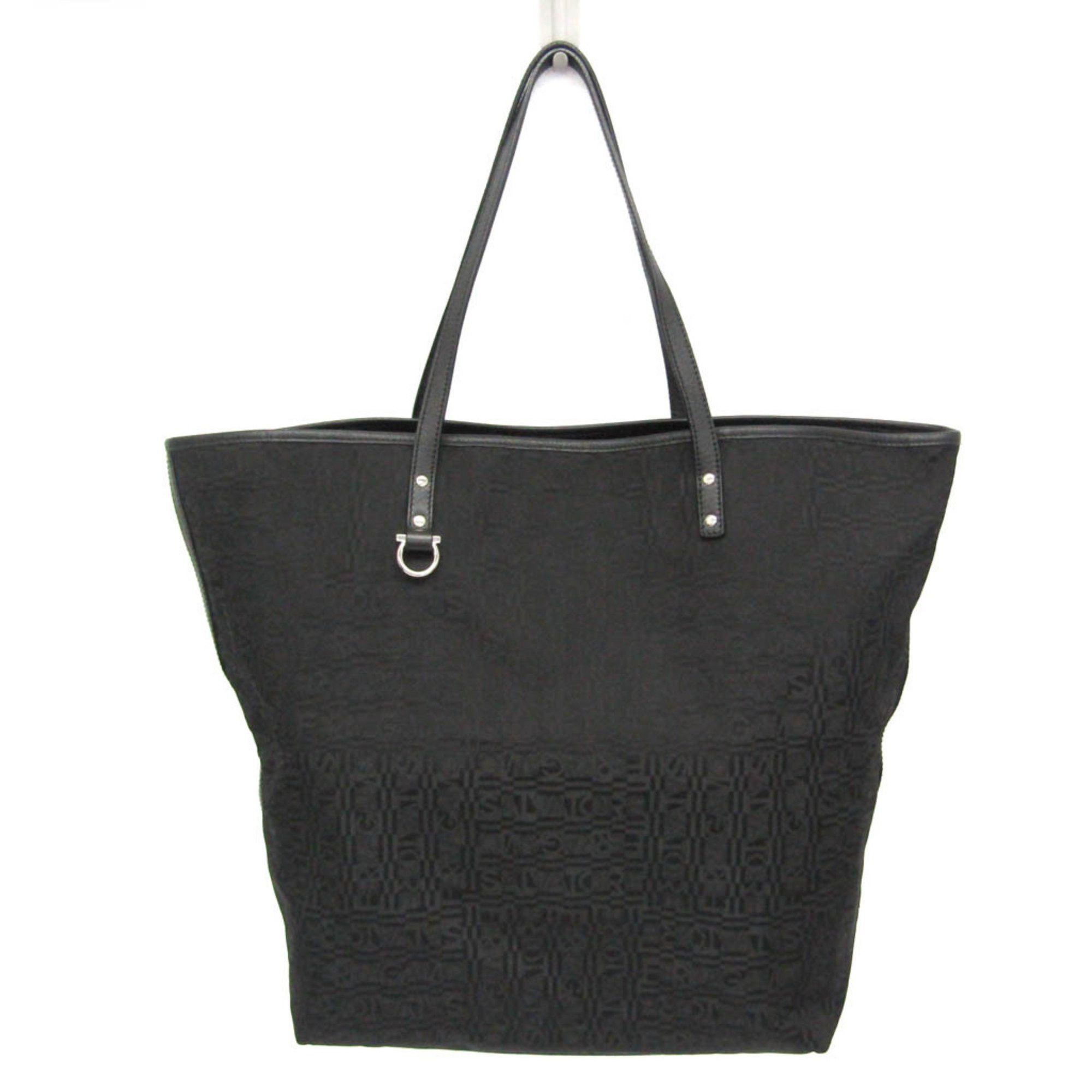 Salvatore Ferragamo Salvatore Ferragamo Gancini AU 21 A837 Women's Leather,Nylon Tote Bag Black Size ONE SIZE - 1 Thumbnail