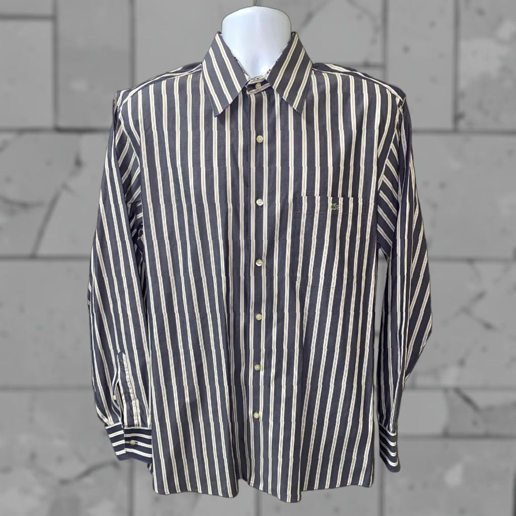 Lacoste Lacoste Shirt Men Gray/White Striped Button Up Long Sleeve Size 44 Regular Mens Size US XXL / EU 58 / 5 - 1 Thumbnail