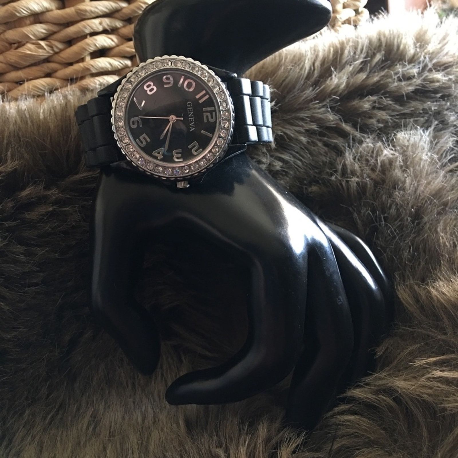Geneva Ladies Geneva black silicone band watch Size ONE SIZE - 3 Thumbnail