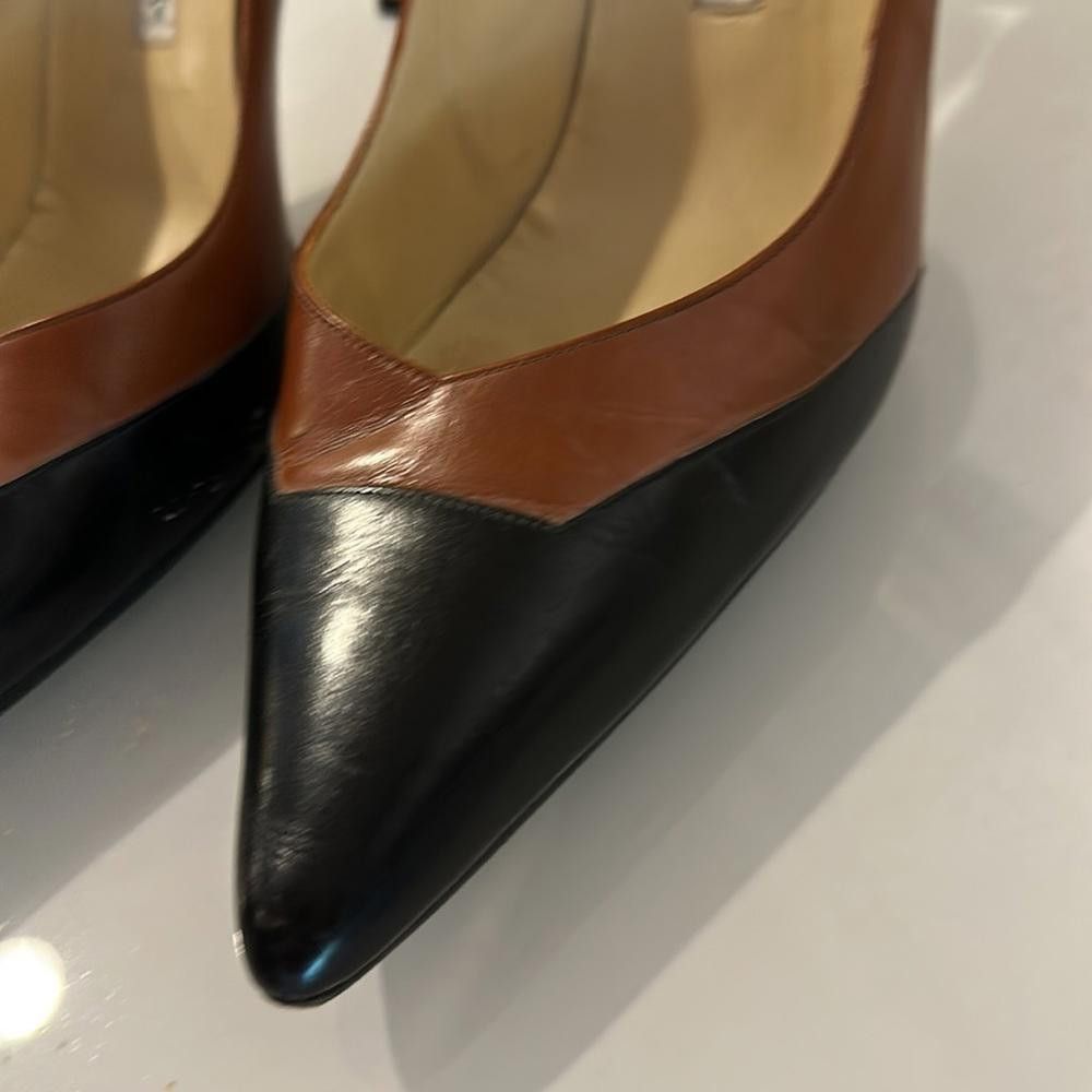 Manolo Blahnik Manolo Blahnik Black and Brown Leather Geometric Pumps 39.5 Size US 8.5 / IT 38.5 - 11 Thumbnail