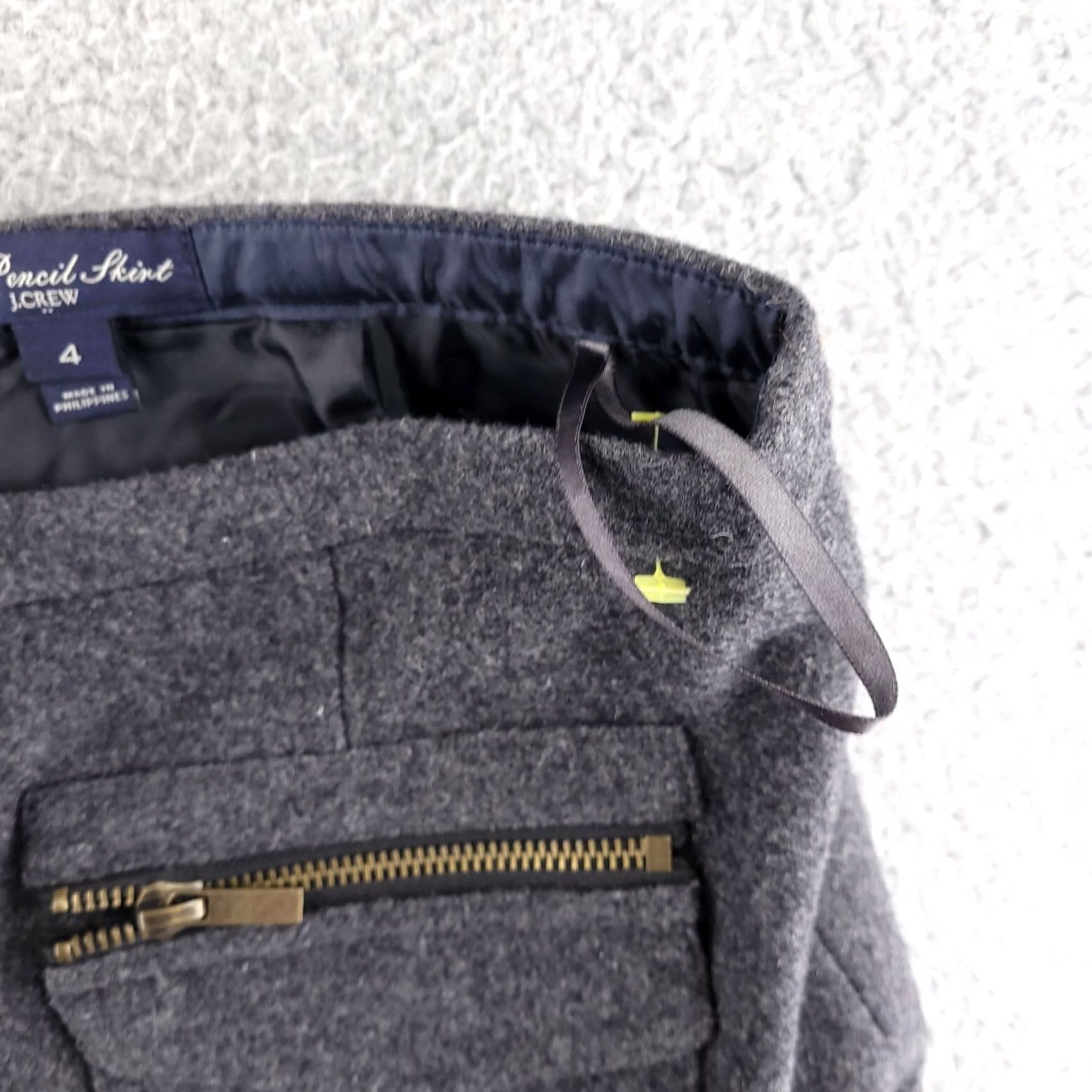 J.Crew J.CREW Skirt Women 4 Pencil Straight Wool Blend Zip Pockets Gray Lined Front Vintage No Size 27" / US 4 / IT 40 - 4 Thumbnail