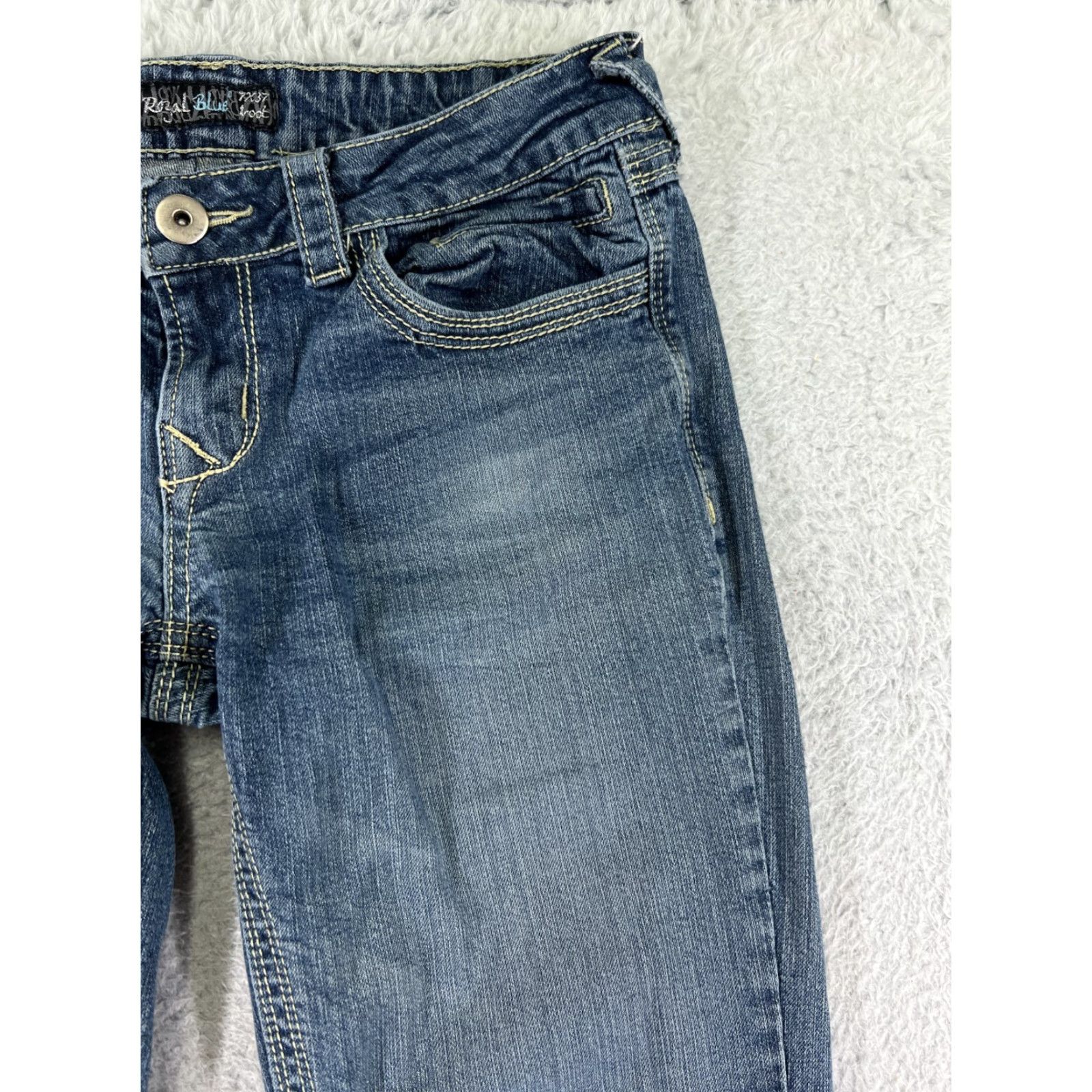 Denime Royal Blue Jeans Womens 7 Bootcut Low Rise Embroidered Denim 5-Pocket Regular Inseam 33in Blue Cotton Vintage: No Size 28" / US 6 / IT 42 - 7 Thumbnail