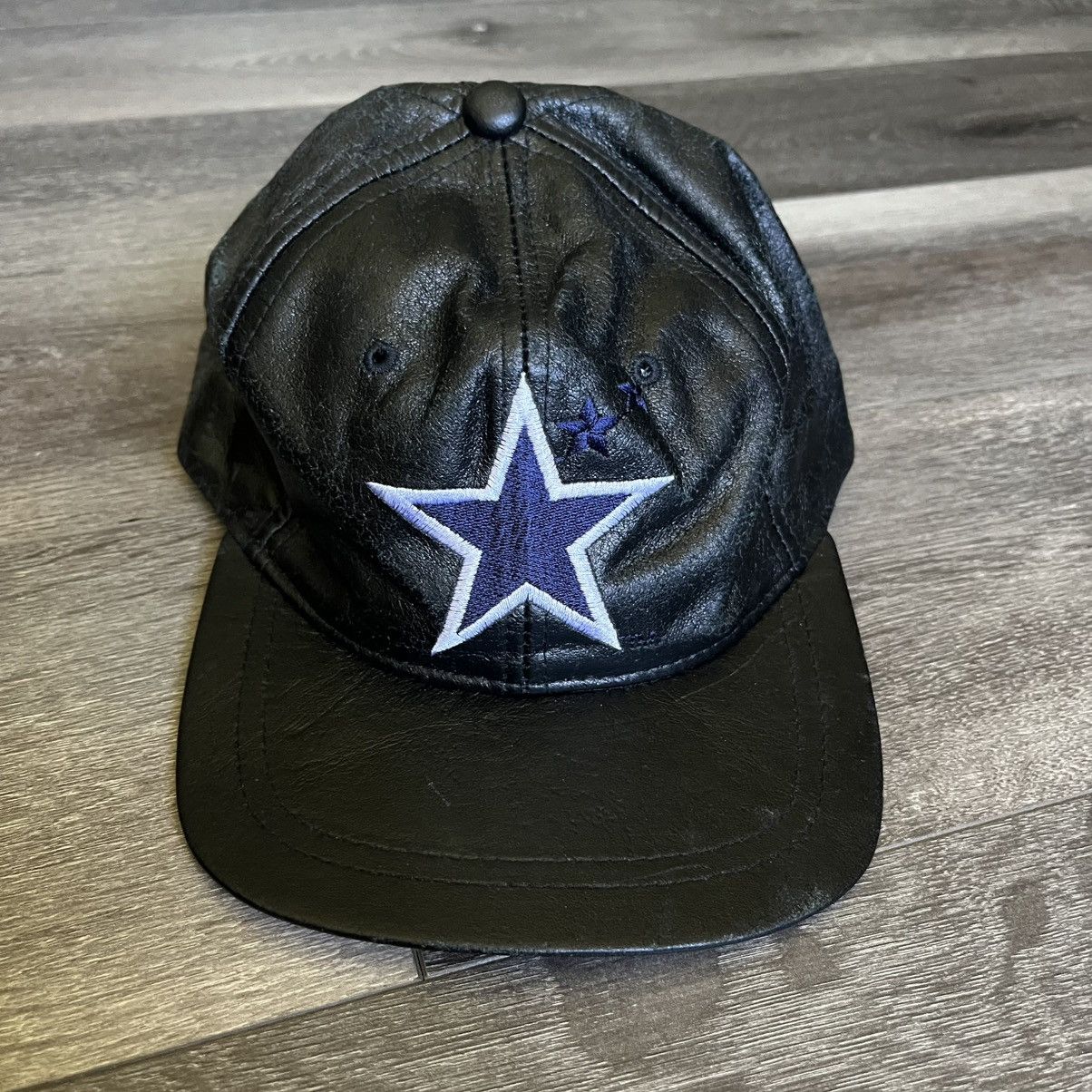 NFL × Vintage Vintage 1990s NFL Dallas Cowboys Pleather Star SnapBack Hat Size ONE SIZE - 1 Thumbnail