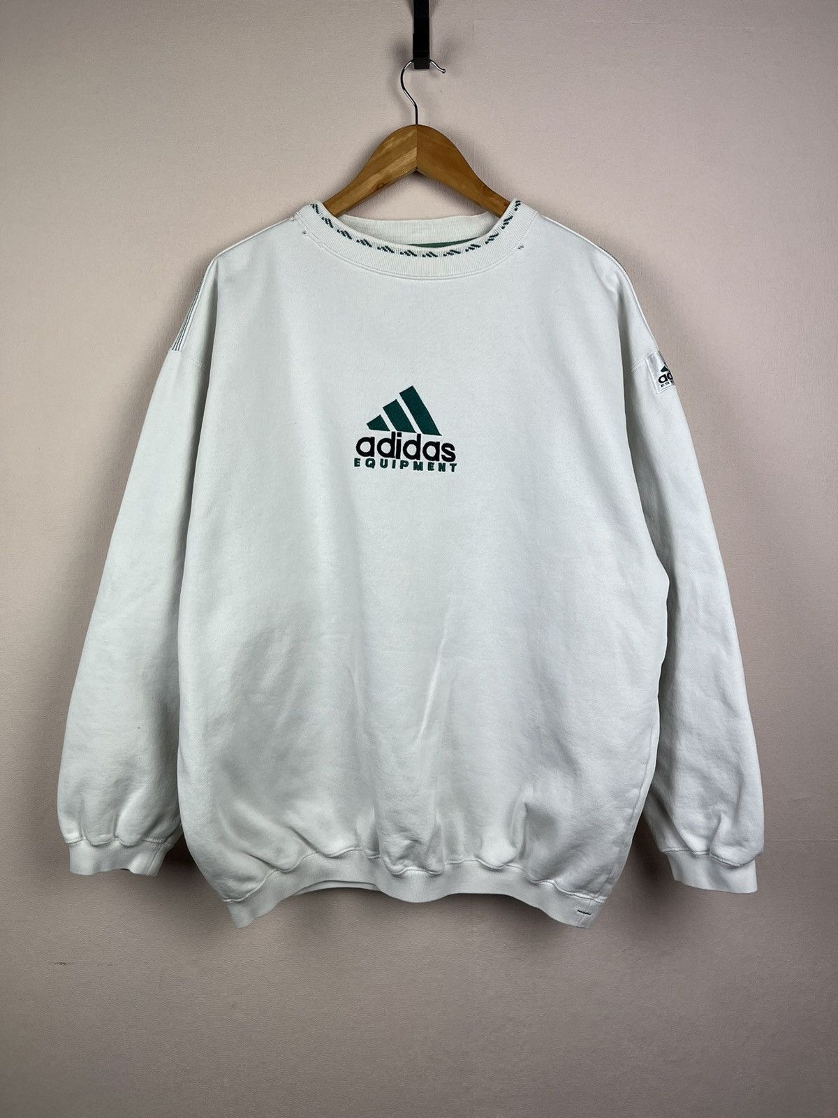 Adidas Vintage Adidas Equipment Sweatshirt Big Logo White Size US XL / EU 56 / 4 - 2 Thumbnail