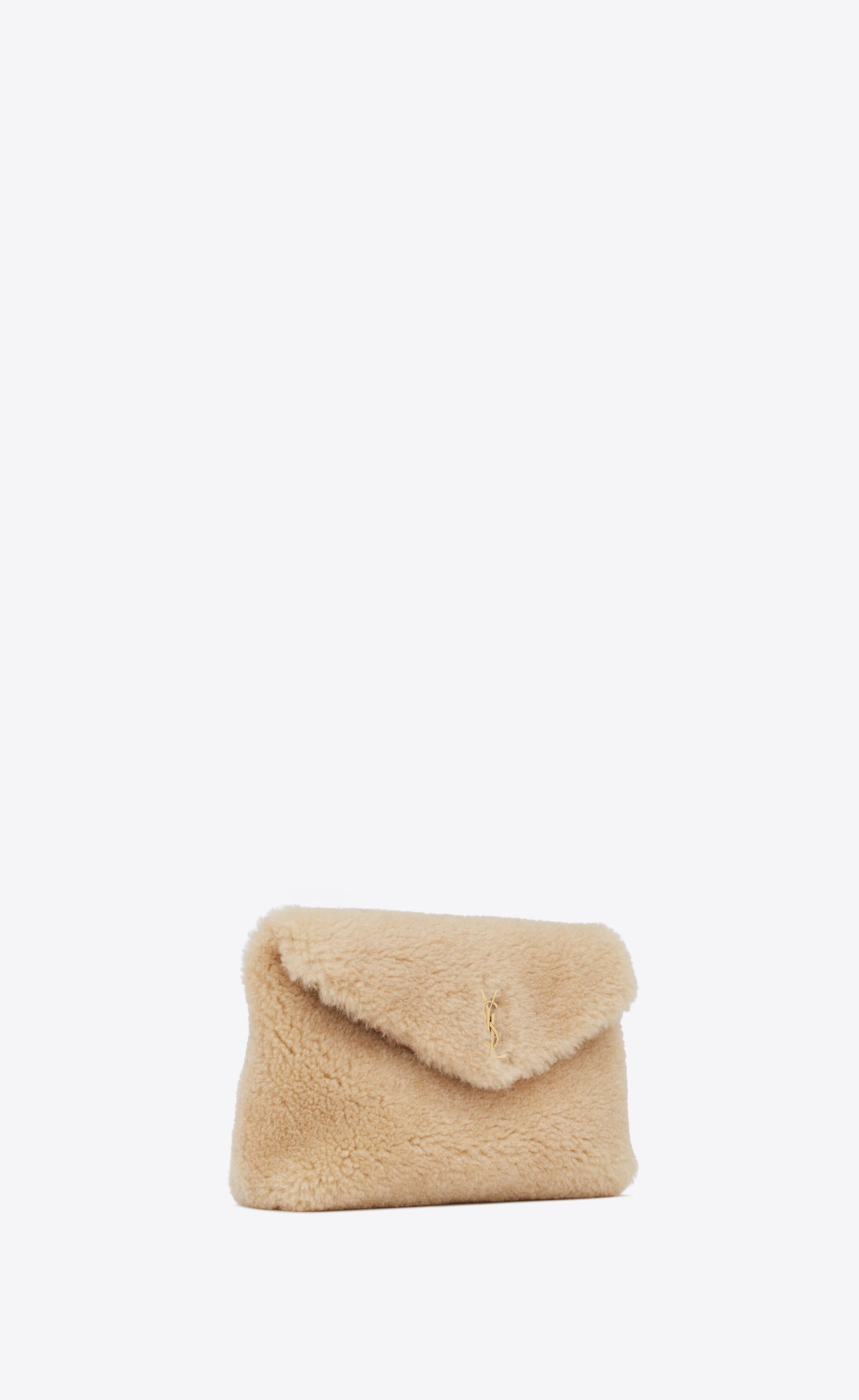 Saint Laurent Paris o1b1hav111224 Size: OS / Puffer Small Pouch Shearling Beige Size ONE SIZE - 6 Thumbnail