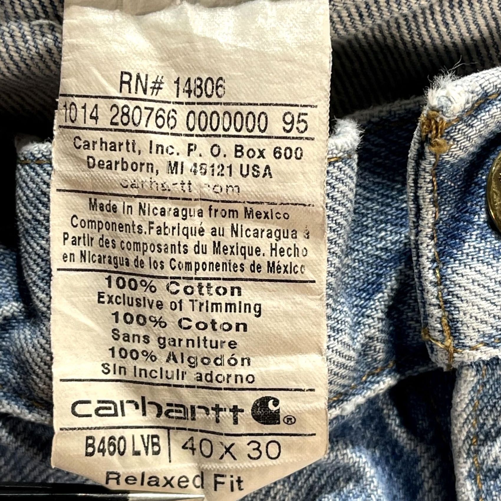 Carhartt Carhartt Jeans Mens 40x30 Blue Relaxed Fit Straight Leg Denim Workwear B460 LVB Size US 40 / EU 56 - 6 Thumbnail