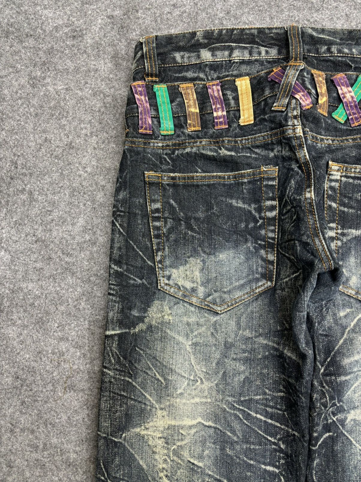 Japanese Brand 💥Double Waist💥Crazy Fades Nylaus Doube Waist Denim F528 Size US 32 / EU 48 - 14 Thumbnail