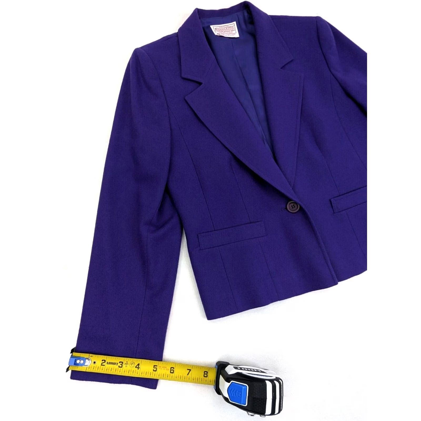 Pendleton Pendleton Blazer Womens Petite 10P Purple Notch Lined Wool Single-Breasted 1-Button Jacket Vintage Shinny Knits Solid Caucasian… Size L / US 10 / IT 46 - 3 Thumbnail