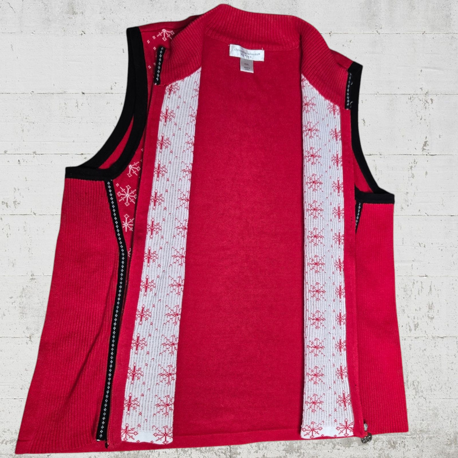 Vintage Y2K Red Snowflake Sweater Vest Size XL Petite Size XL / US 12-14 / IT 48-50 - 6 Thumbnail