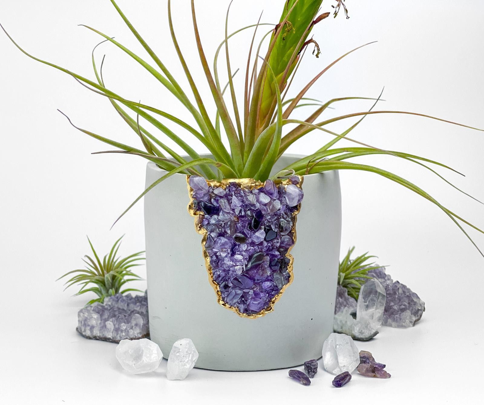 Other Large Geode Planter, AMETHYST Succulent 5 inch Concrete POT Size ONE SIZE - 4 Thumbnail