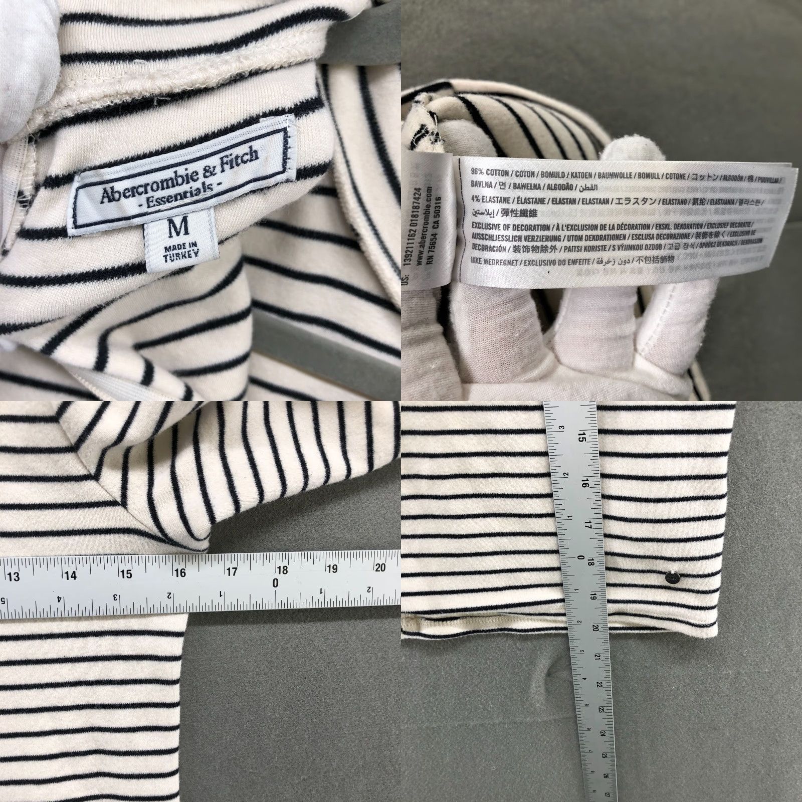 Abercrombie & Fitch Abercrombie & Fitch Mock Neck T Shirt Womens M Black White Striped Short Sleeve Size M / US 6-8 / IT 42-44 - 8 Thumbnail