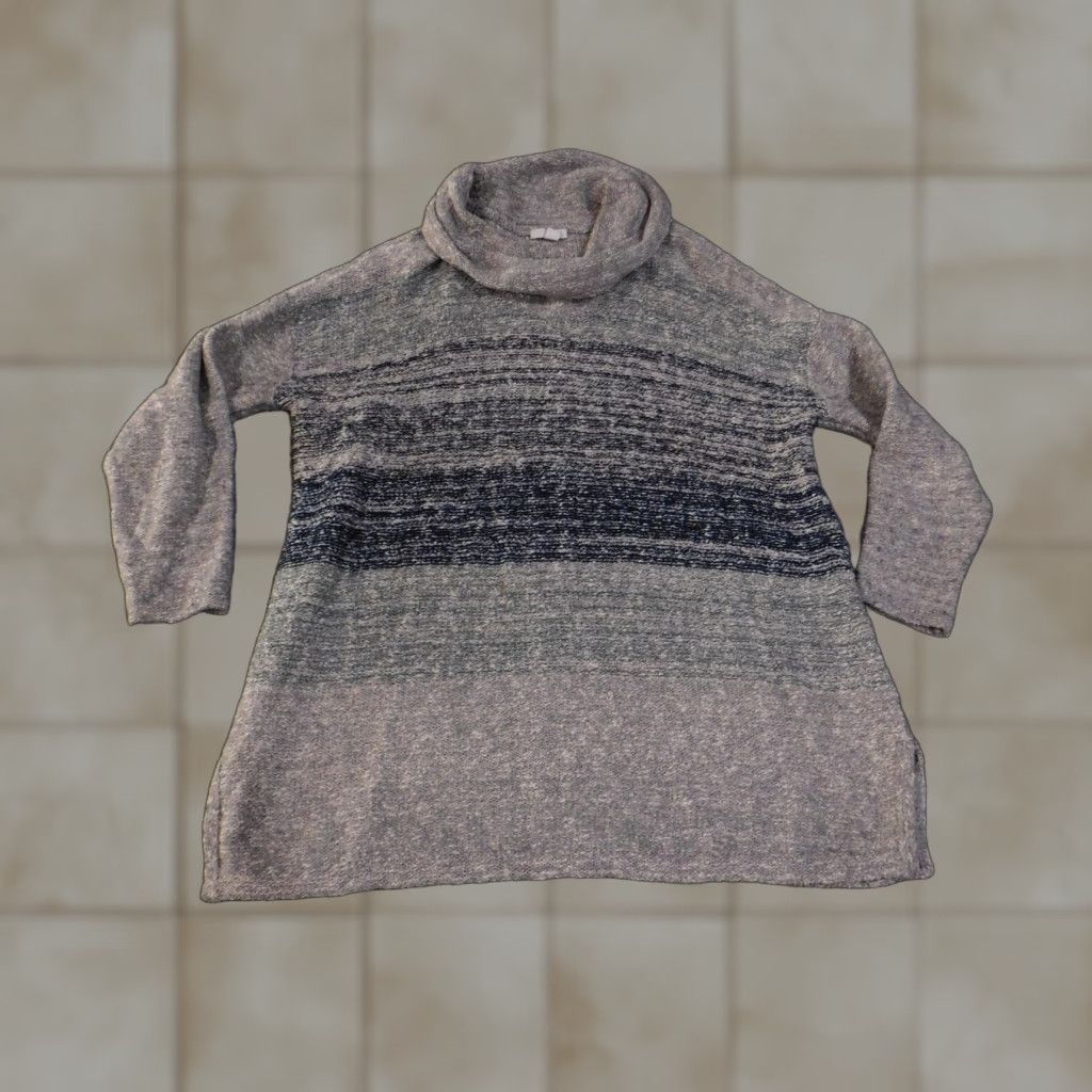 J. Jill VINTAGE J.Jill Sweater Tunic Womens Medium Gray Marled Knit Pullover Cowl Cotton Blend Size M / US 6-8 / IT 42-44 - 1 Thumbnail