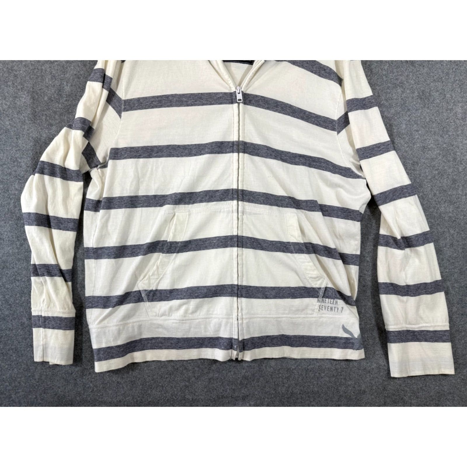 American Eagle Outfitters VINTAGE American Eagle Outfitters Hoodie Mens 2XL Ivory Blue Stripe Full-Zip Size US XXL / EU 58 / 5 - 4 Thumbnail