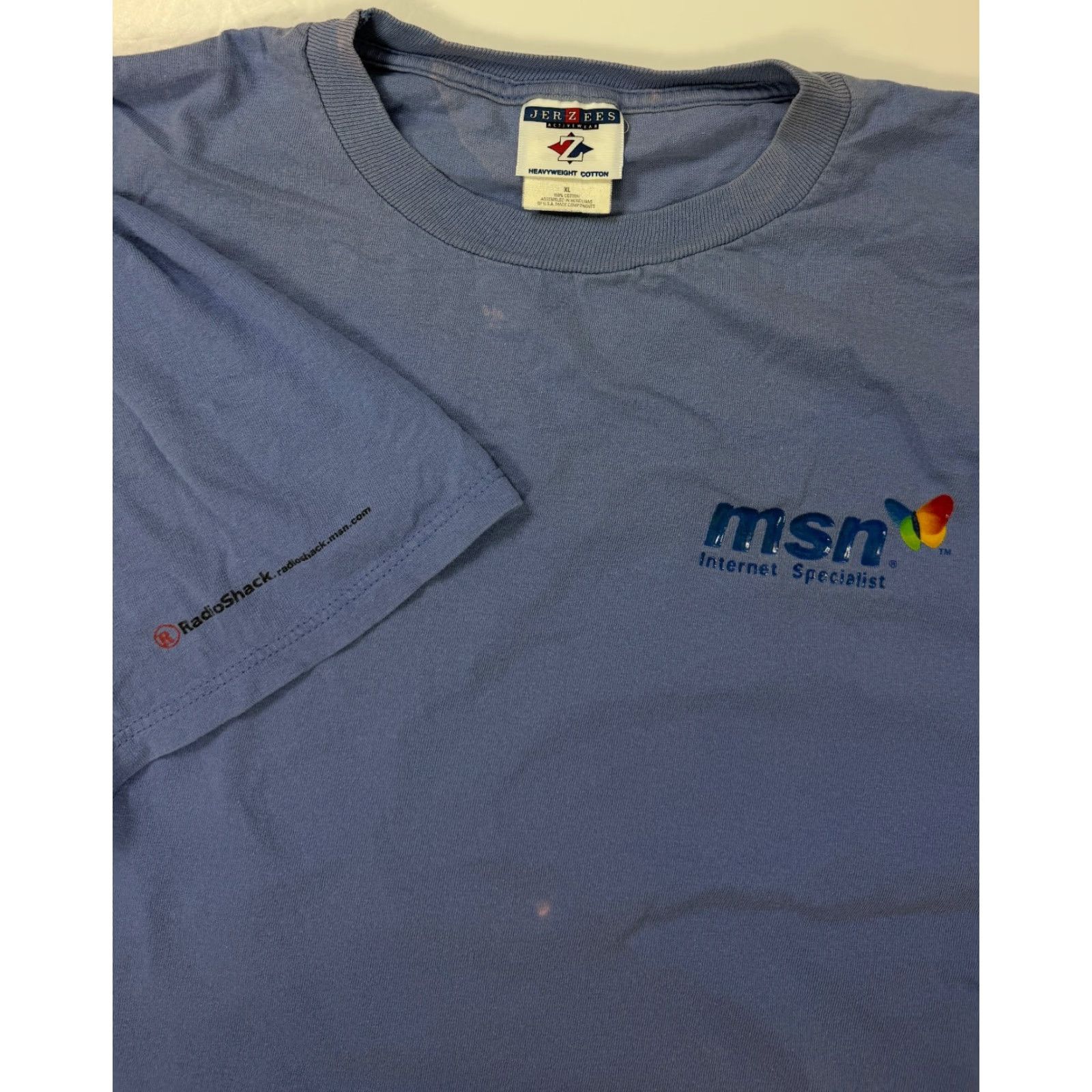 Jerzees VINTAGE MSN Shirt XL Mens T-Shirt Blue 90s Y2K Internet Specialist Logo Jerzees Cotton Jersey Short Sleeve Crew Neck Size US XL / EU 56 / 4 - 2 Thumbnail