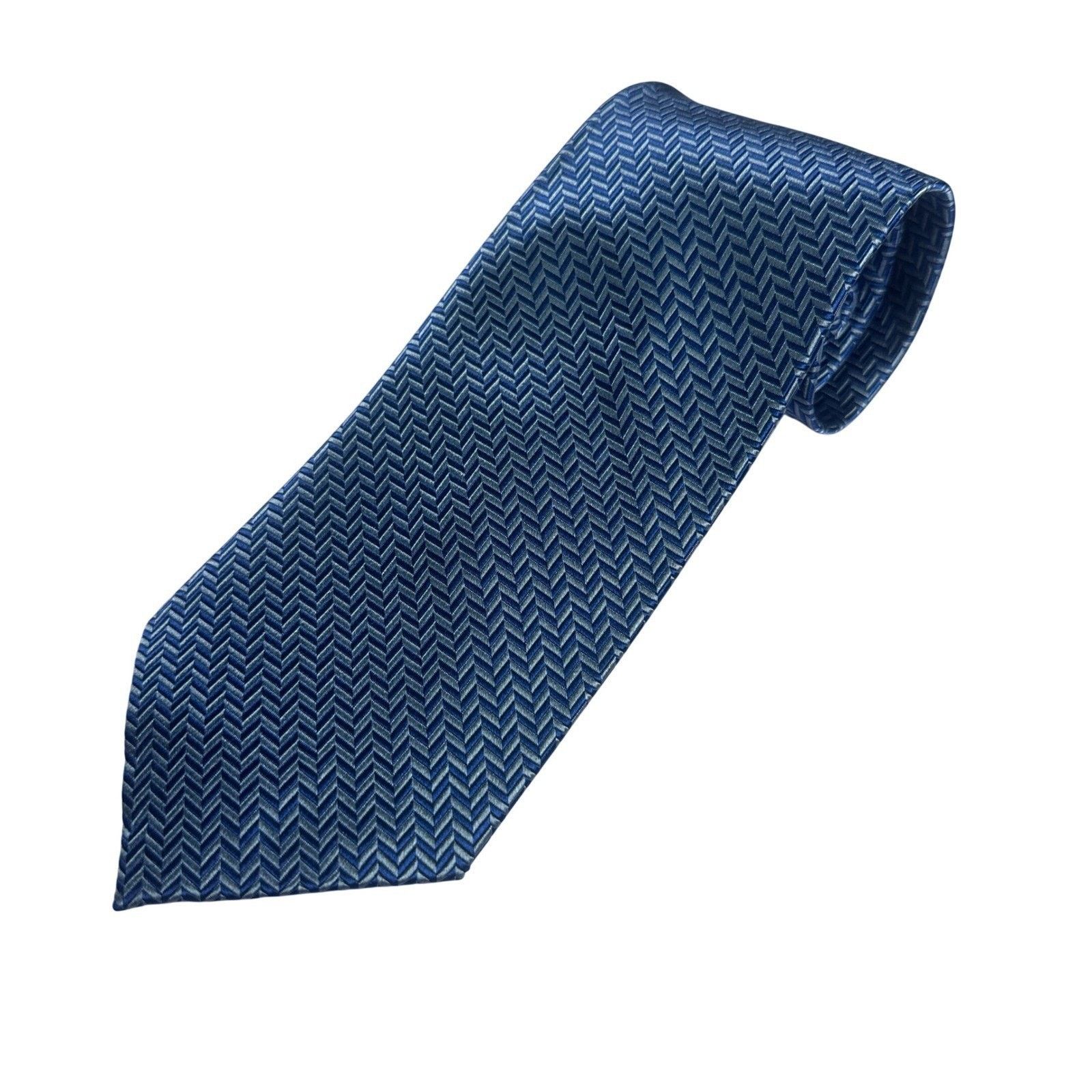 Paul Frederick Paul Frederick Mens Silk Tie Blue Geometric Pattern NWT Size ONE SIZE - 2 Thumbnail