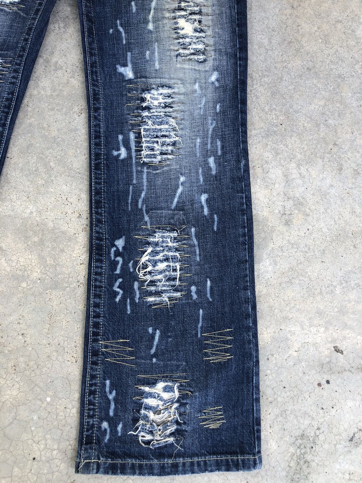 Ends Repair Japanese Bright Mini Flared Jeans Distressed Jeans Size US 33 - 7 Thumbnail