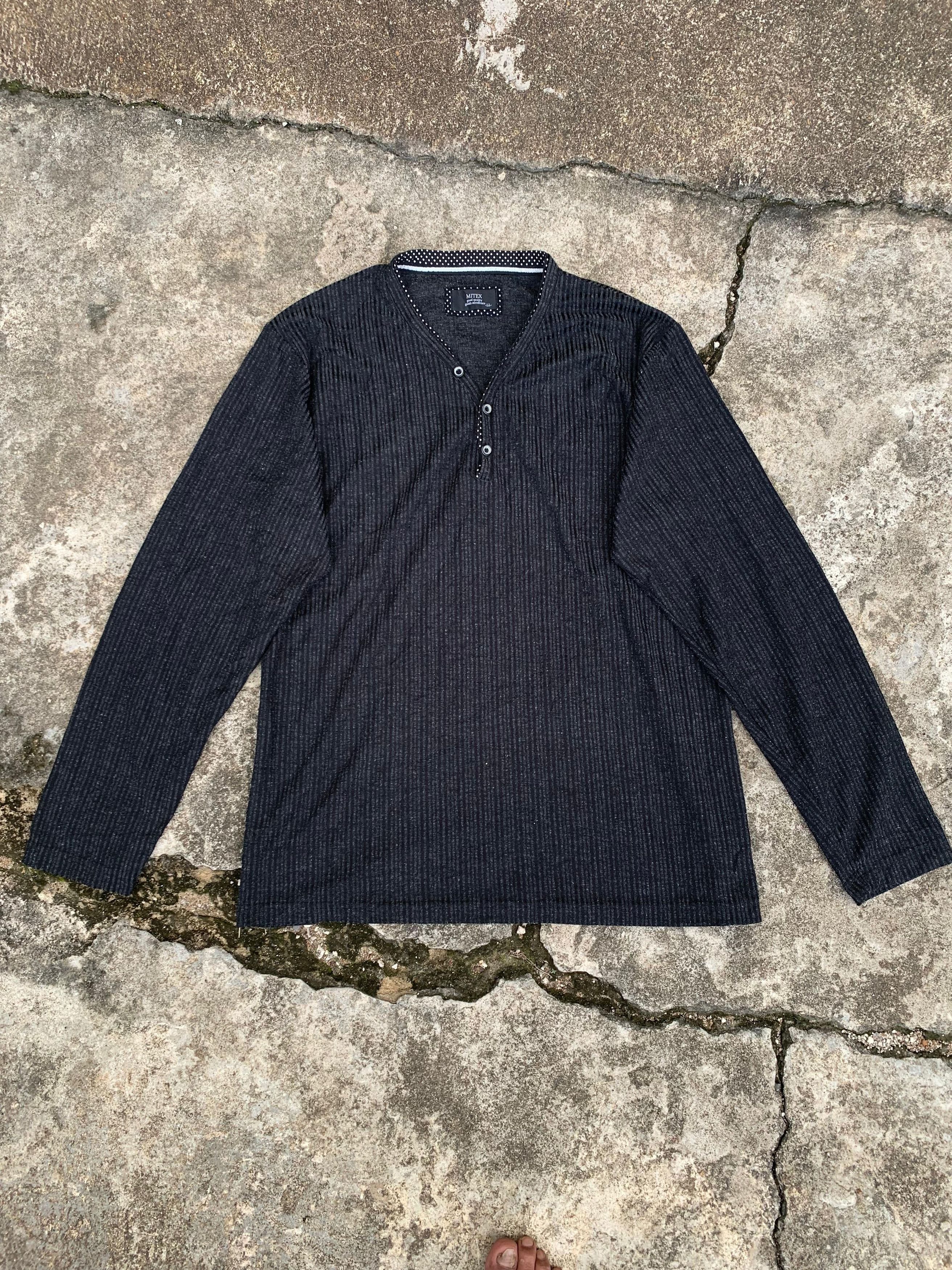 If Six Was Nine × Japanese Brand × Vintage Vtg 00s Mitex Stripped Double Layered Longsleeve T shirt Size US L / EU 52-54 / 3 - 1 Thumbnail