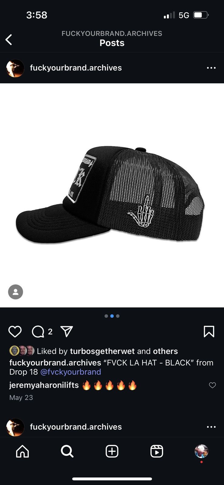 Other Fuck LA Hat ‘Black’ Size ONE SIZE - 2 Thumbnail
