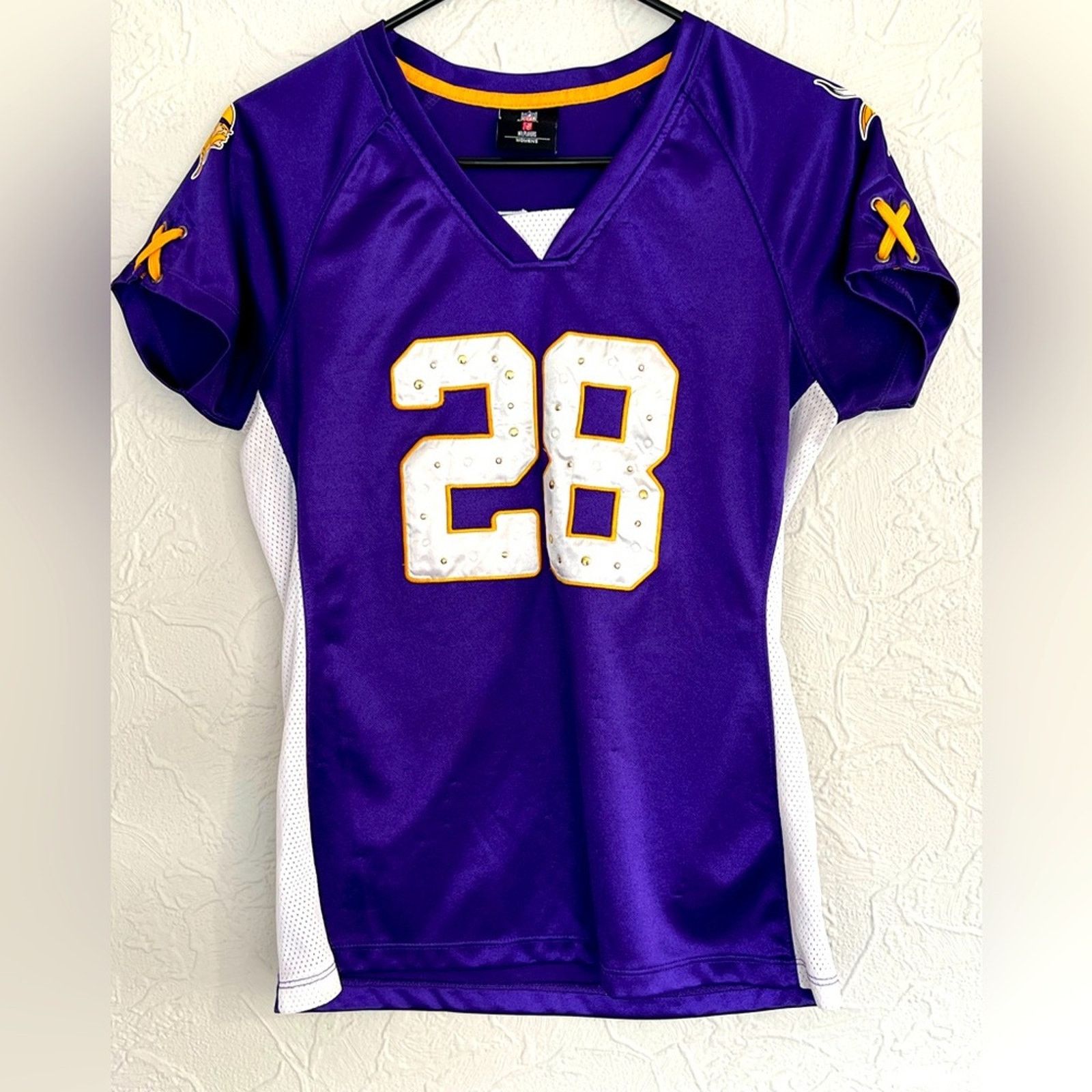 NFL NFL Team Apparel MINNESOTA VIKINGS Jersey RHINESTONES NICE Size L / US 10 / IT 46 - 1 Thumbnail