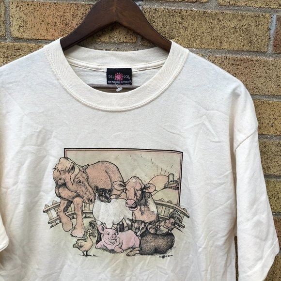 image of Vintage 1999 Del Sol 'farm Animals' T Shirt Large, Men's