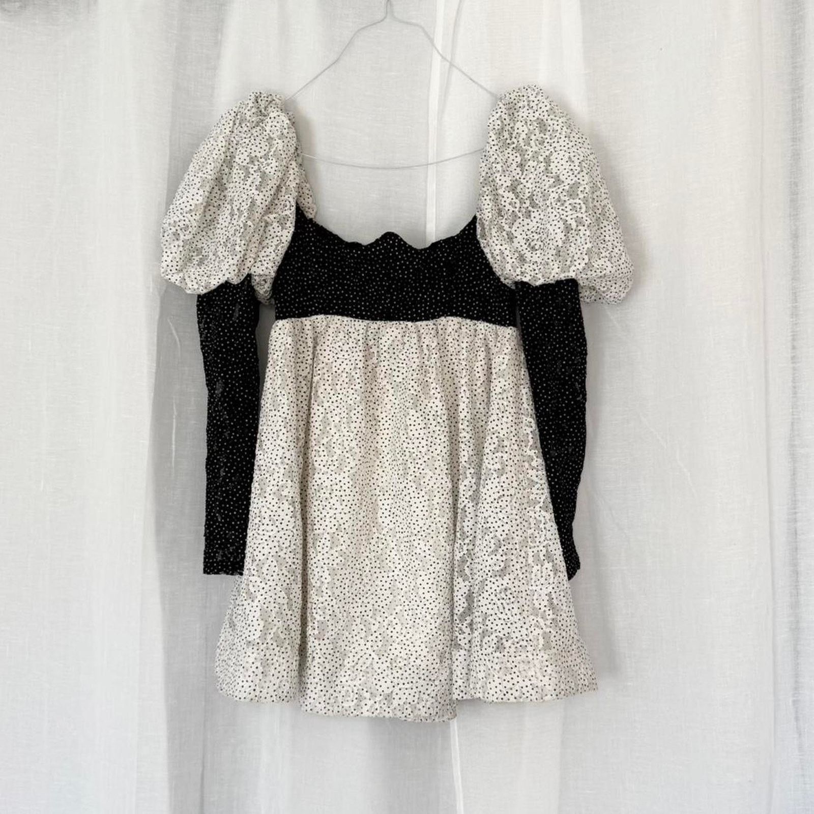 For Love & Lemons ✿ For Love & Lemons Lace Polka Dot Babydoll Dress + Gloves ✿ Size L / US 10 / IT 46 - 1 Thumbnail