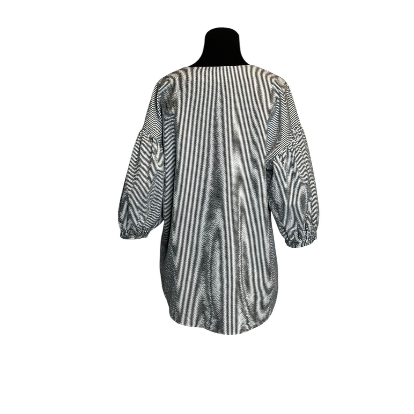 MOUSSY Moussy gray white striped 3/4 sleeves blouse size Free Size Size ONE SIZE - 14 Thumbnail