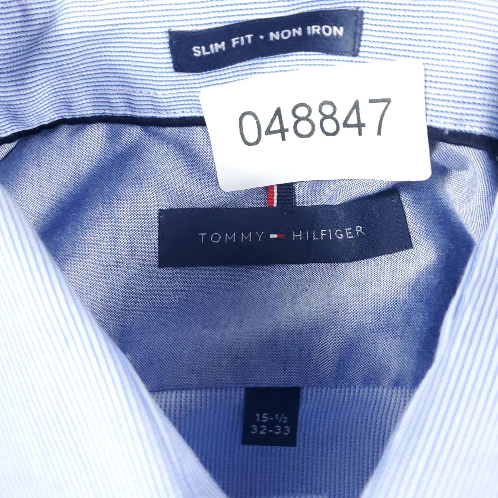 Tommy Hilfiger Tommy Hilfiger Shirt Dress Shirt Mens 15.5 Blue Striped Button Up Long Sleeve Cotton American Preppy Wedding Size 40R - 8 Thumbnail
