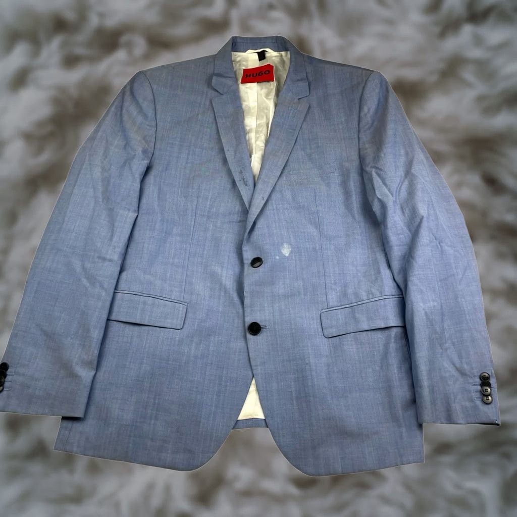 Hugo Boss VINTAGE Hugo Boss Men’s Jeffery 212 100% Wool 2-Button Suit Blue 44R 38x30 Mens Blazer Pants Two-Button Flat Front Solid Wool Suit 2 Piece Size 44R - 1 Thumbnail