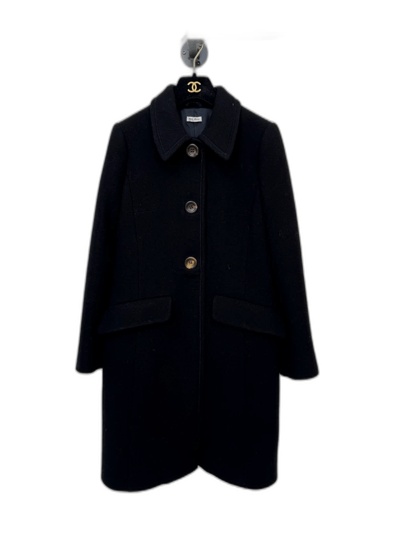 Miu Miu Miumiu Wool Coat in Black Size M / US 6-8 / IT 42-44 - 1 Thumbnail