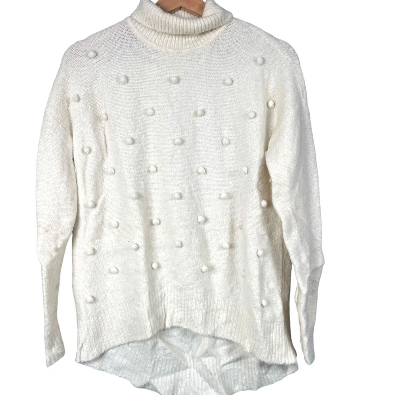 Madewell MADewell Snowglobe Bobble Turtleneck White Pullover Sweatshirt Nylon/Wool XS Women Pullover) Size XS / US 0-2 / IT 36-38 - 2 Thumbnail