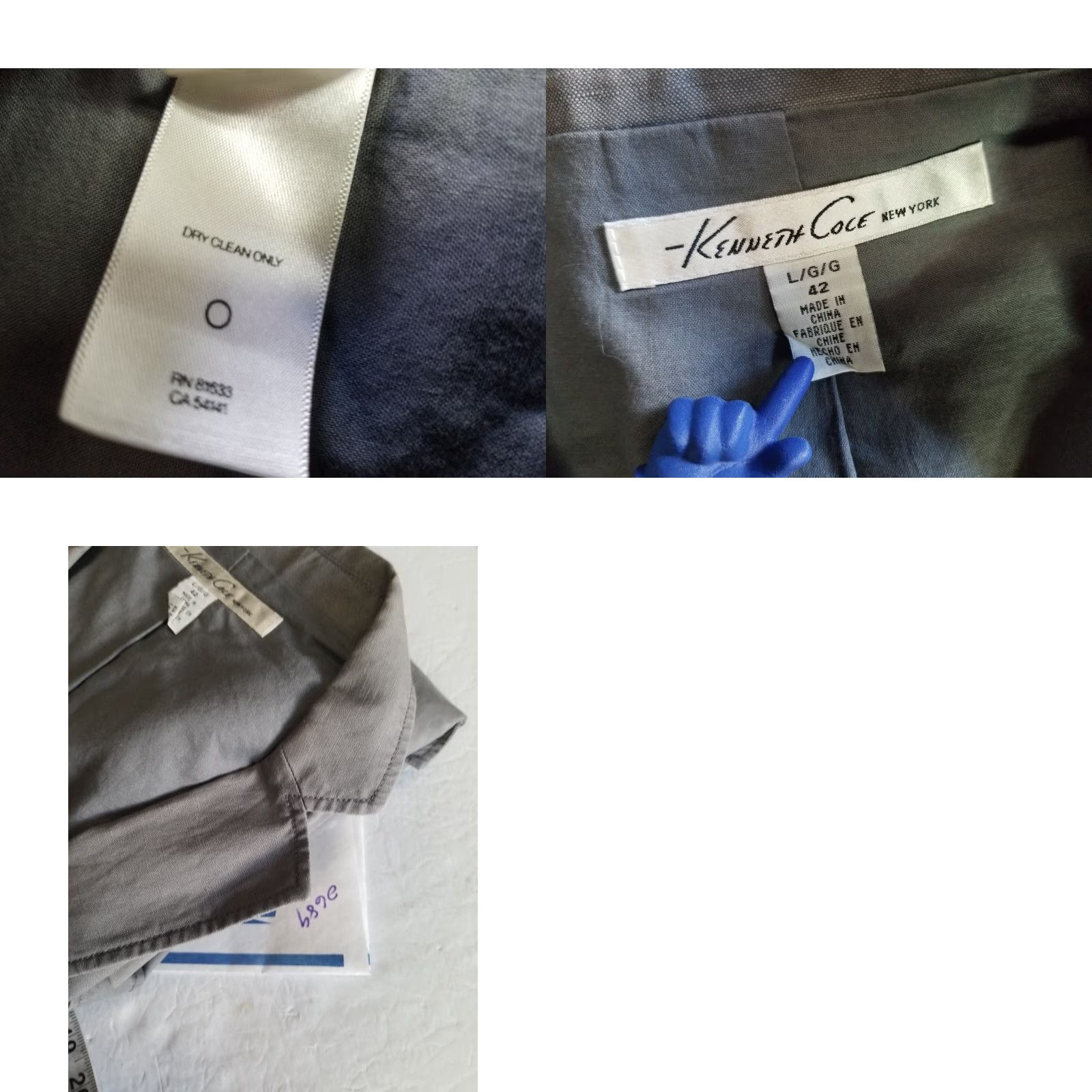 Kenneth Cole Kenneth Cole Blazer Men's Linen Blend Jacket Gray 42 Large Regular Figure 2 Piece Sports Coat Jacket Business Casual Wedding Size 42R - 9 Thumbnail