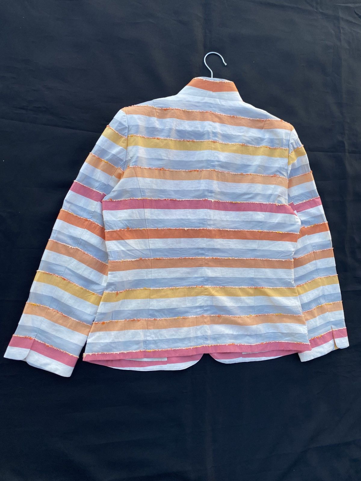 Japanese Brand Rare Vintage Stripes Raw Edge Design Women Blazer Size S / US 4 / IT 40 - 14 Thumbnail