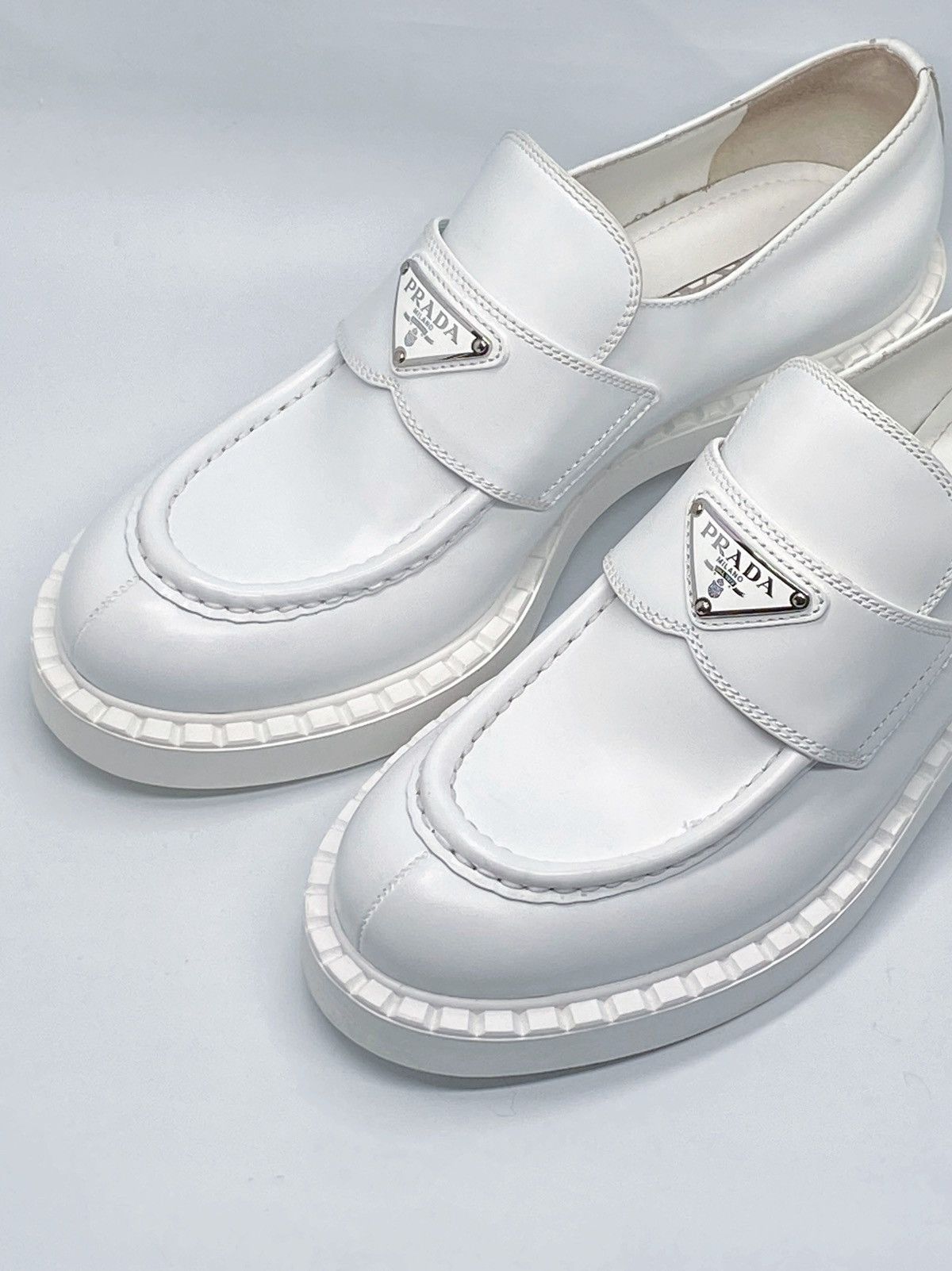 Prada Prada Spazzolato Logo Platform Leather Loafers size 39 Size US 9 / IT 39 - 6 Thumbnail
