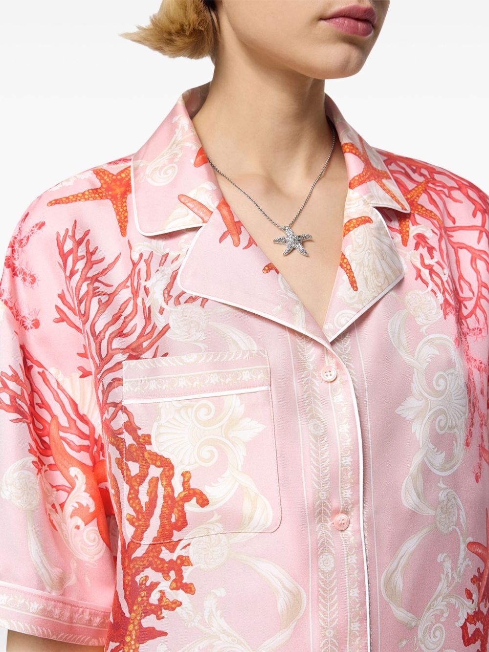Versace o1s22i1n1024 Silk Baroque Shirt in Pink Size S / US 4 / IT 40 - 5 Thumbnail