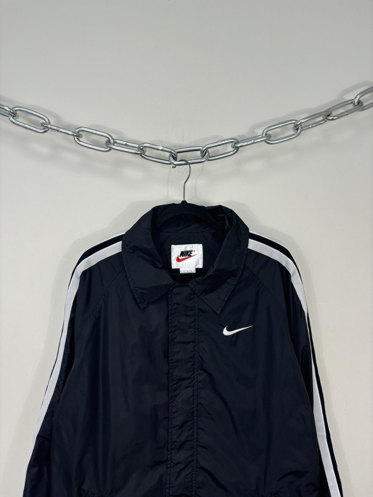 Nike Vintage 90s Nike Y2K Swoosh Retro Hype Full Zip Nylon Jacket Size US L / EU 52-54 / 3 - 4 Thumbnail