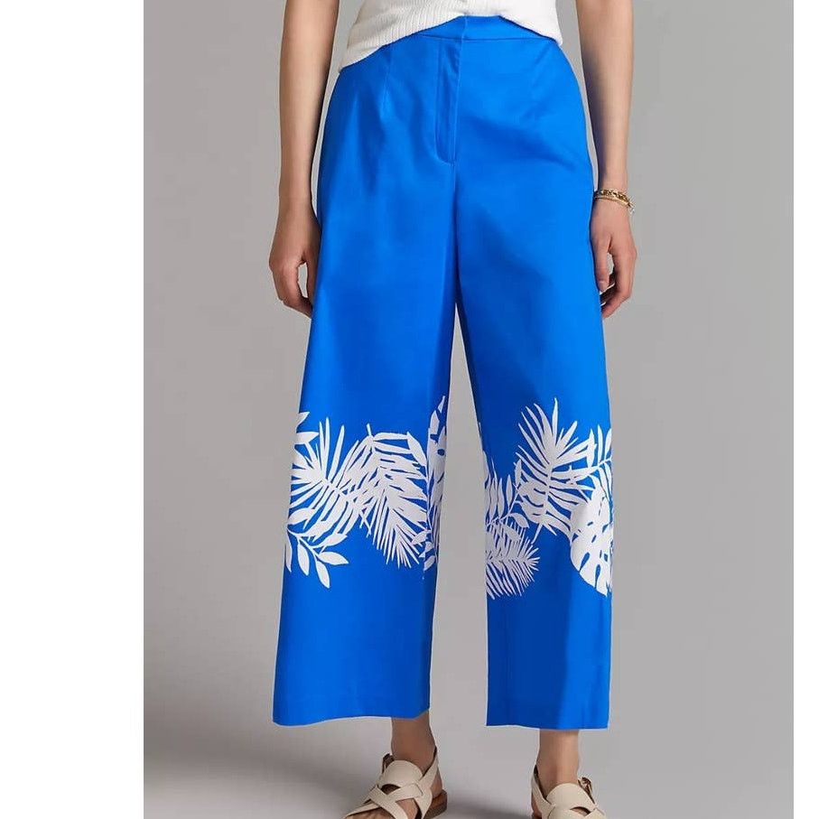 Anthropologie New Anthropologie HUTCH Palm Frond Wide-Leg Pants $148 Sz 6 Size 28" / US 6 / IT 42 - 2 Thumbnail