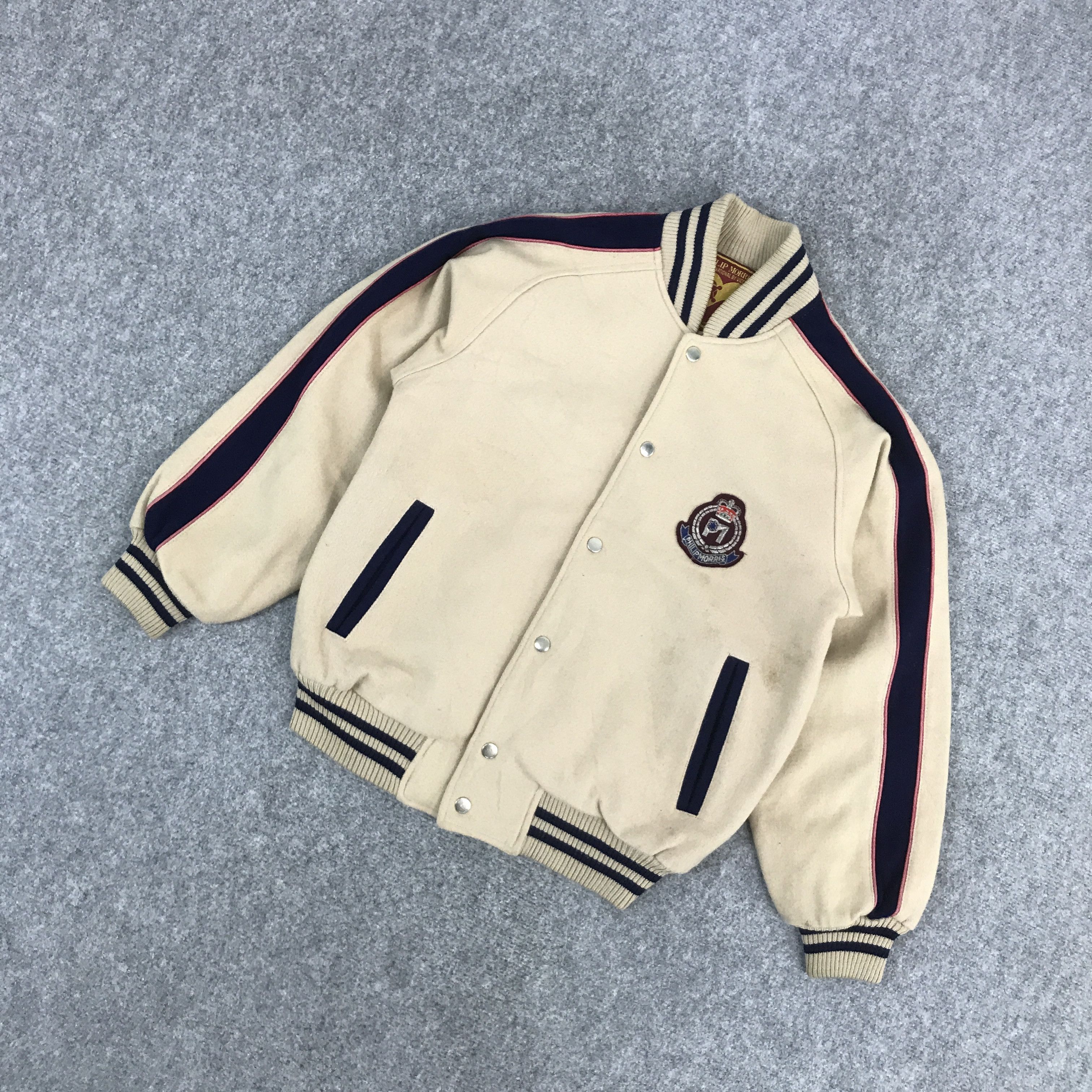 Japanese Brand PHILIP MORRIS JAPAN VARSITY SNAP BUTTON JACKET Size US L / EU 52-54 / 3 - 5 Thumbnail