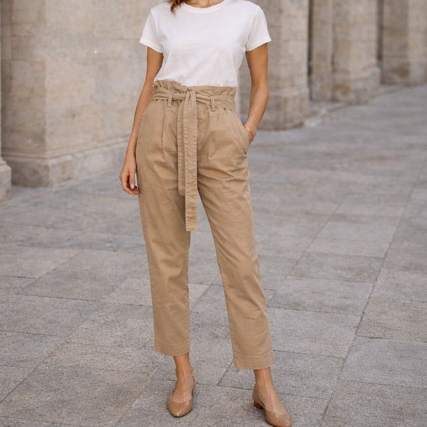 Frame FRAME Denim Women's Belted Paper Bag Khaki Trouser Size 29" - 1 Thumbnail