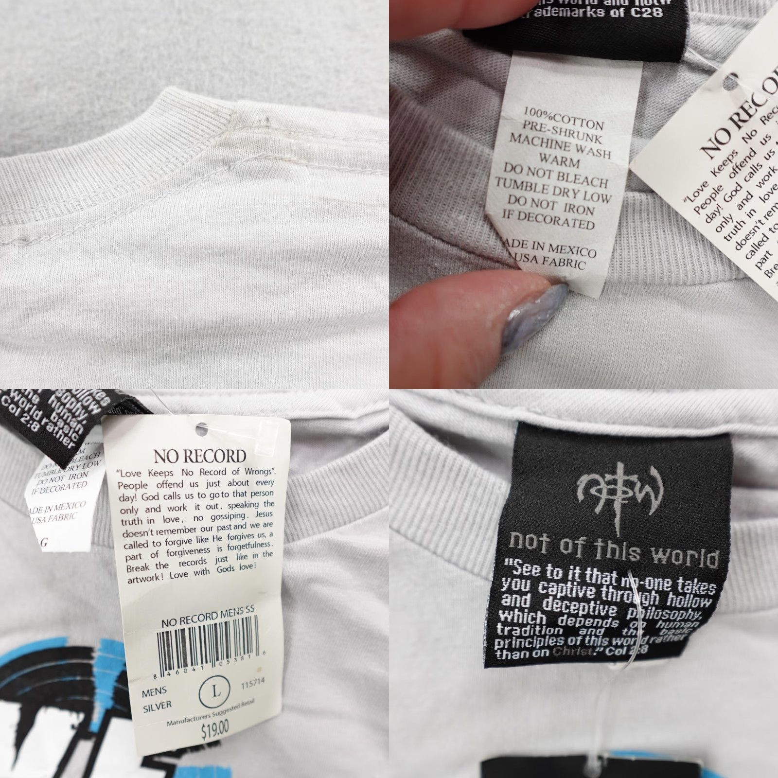 Vintage VINTAGE Not Of This World Shirt Large Silver Cotton Graphic Print Christian Religious 2000s Mens Size US L / EU 52-54 / 3 - 8 Thumbnail