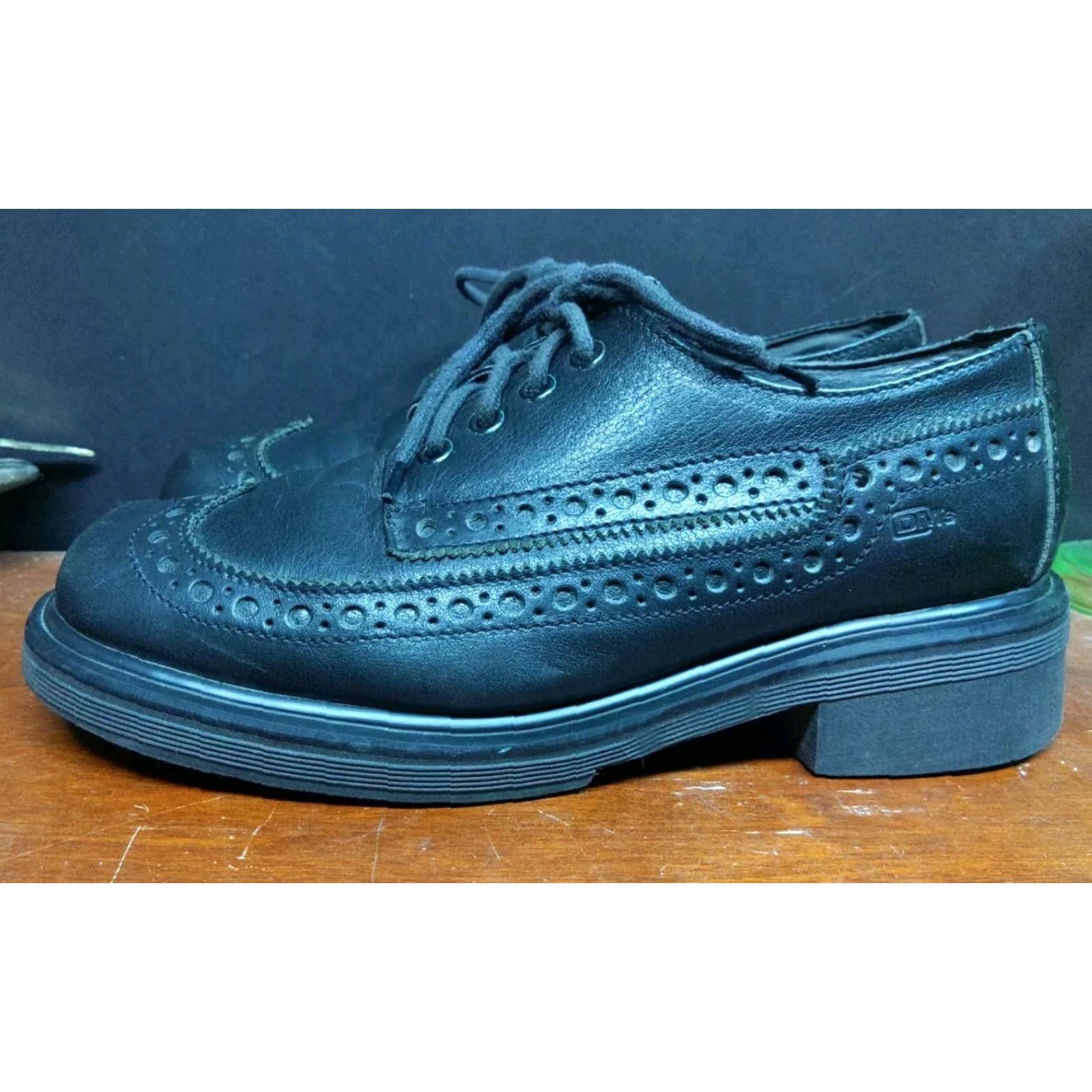Dr. Martens VINTAGE Dr. Martens Men Brogue Oxfords Black Leather Square Toe Lace Up 9 US 8 UK 90s Shoes Size US 8 / EU 41 - 4 Thumbnail