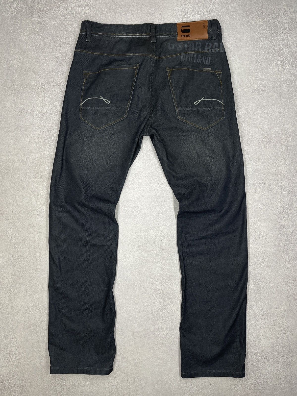 G-Star Mens G Star Raw Bladeloose Kraft Embro Jeans Navy Big Logo Size US 34 / EU 50 - 2 Thumbnail