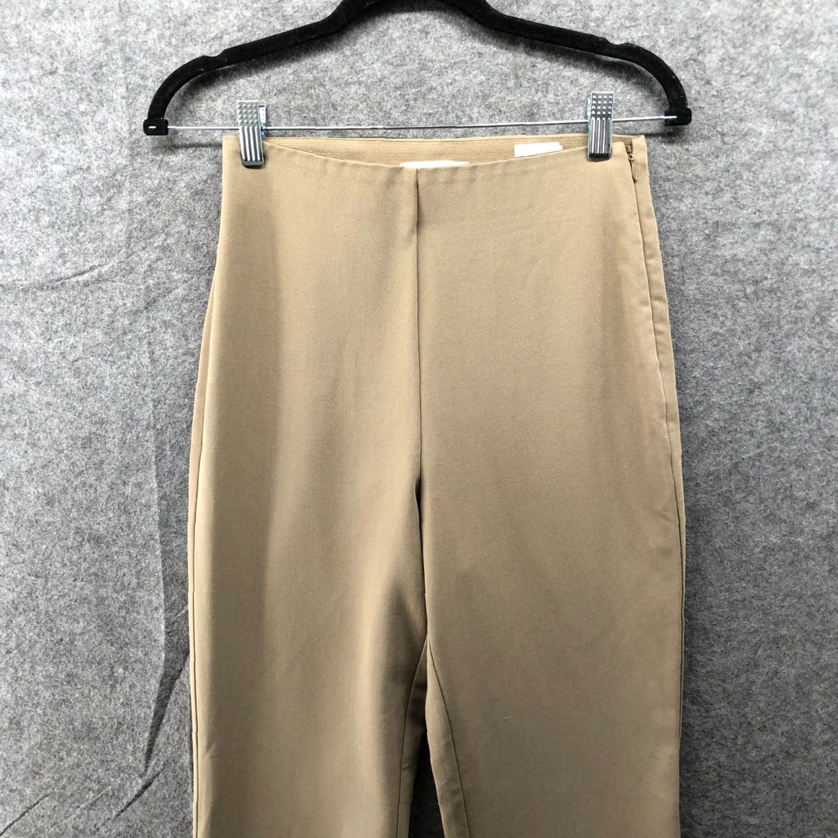 H&M H&M High Rise Flare Dress Pants Womens 4 Beige Side Zip Stretch Flat Front Size 27" / US 4 / IT 40 - 3 Thumbnail