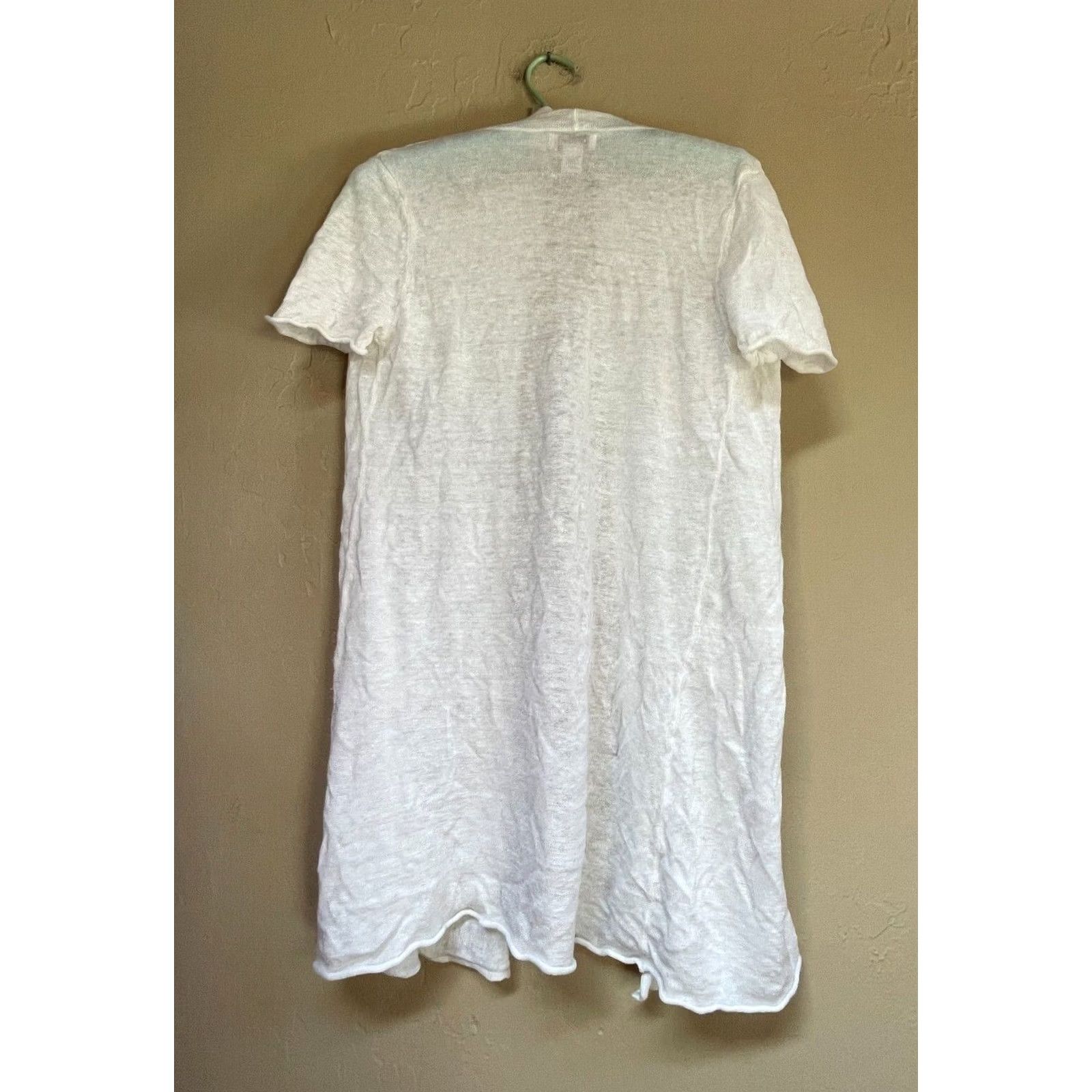Vintage Kenar Sweater Womens S White Women Short Sleeve Linen Open Front Cardigan Size S / US 4 / IT 40 - 2 Thumbnail