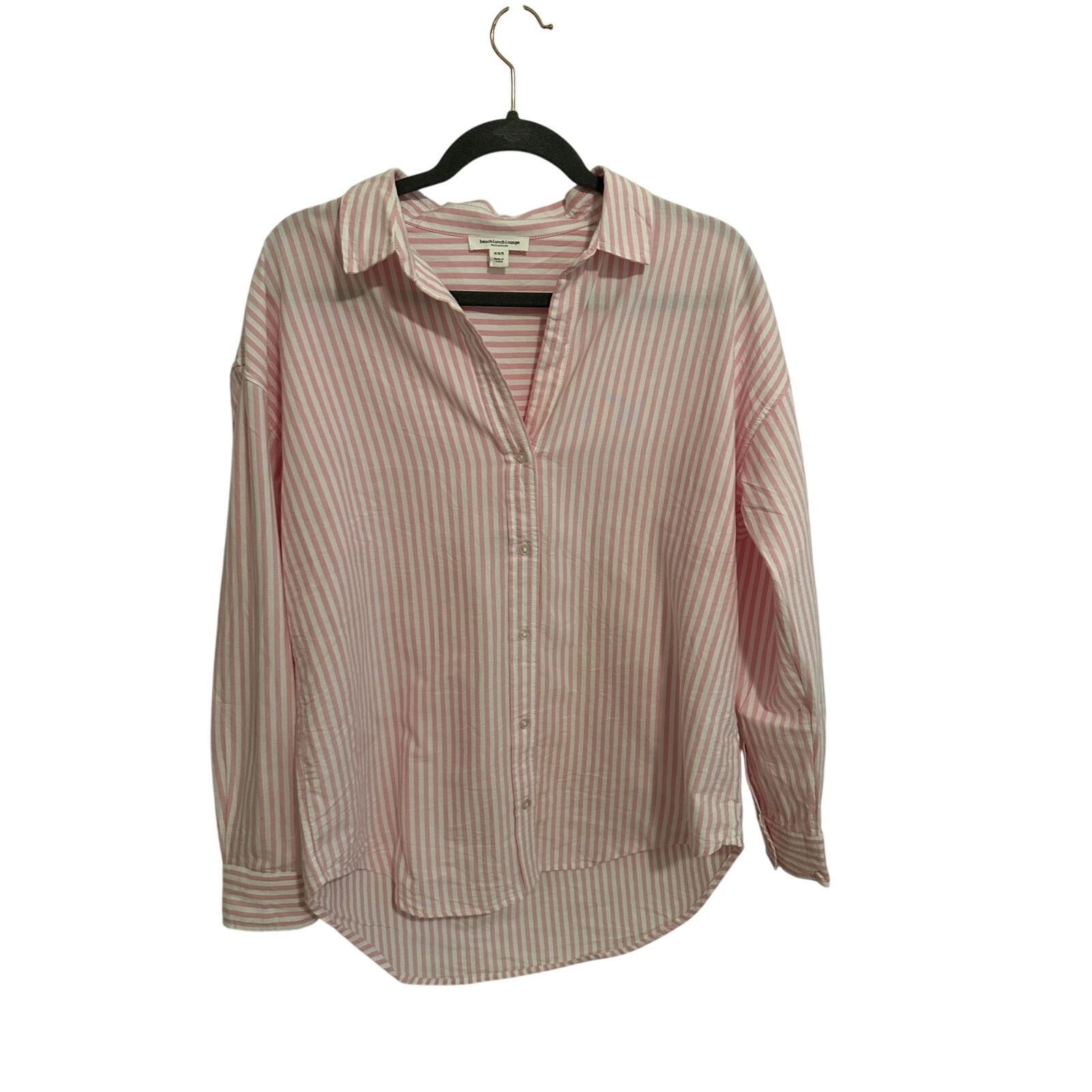 Other BeachLunchLounge Pink White Collar Striped Button Down Shirt Size M / US 6-8 / IT 42-44 - 3 Thumbnail